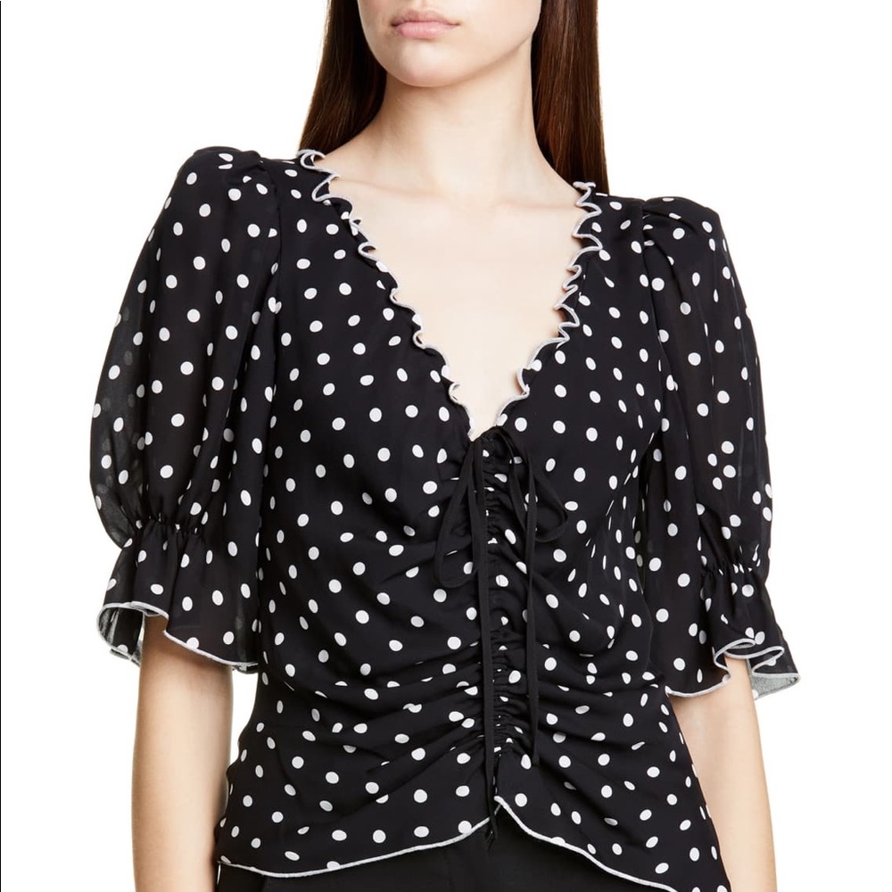 Cinq à Sept Kimberly Polka Dot Silk Top